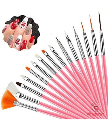 20-Piece Nail Art Brush Set with Pink and White Acrylic Handles - Manicure & Pedicure Kit for Designing, Dotting, and Painting - Pink - Buy Online on GoSupps.com