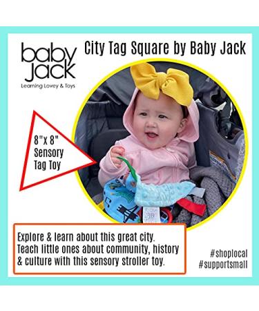 Baby Jack & Co 8x8 Learning Lovey Boston Massachusetts Tag Toy for Babies - Crinkle & Safe - USA Cities & Shapes - BPA Free - Ideal Baby Gift - Buy Online on GoSupps.com