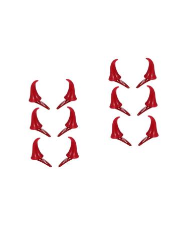 Didiseaon 6 Pairs Halloween Decorative Red Horn Barrettes Demon Hair Pin Ox Horn Halloween Hair Clip Horn Cosplay Clip Demon Hair Clamps Bang Hair Clips Ox Horn Hairpin Horns Headgear