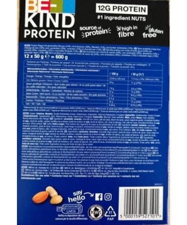 BE-KIND - Protein Cereal Bars - Nuts & Dark Chocolate - Gluten Free - High in Fiber - Large Size - 12 x 50g - Buy Online on GoSupps.com