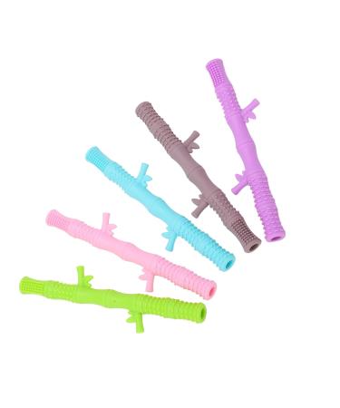 Baby Teething Toy - Food Grade Silicone Hollow Straw Design with Cleaning Brush - Buy Online on GoSupps.com