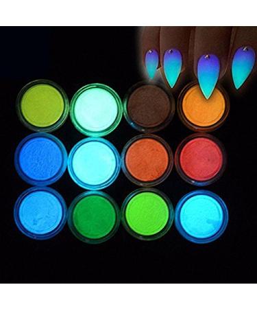 MEILINDS Night Fluorescence Pigment Ultrafine Glitter Glow Powder Nail Art Dust Luminous Decor Tip Beauty Tool 12 Colors Luminous powder
