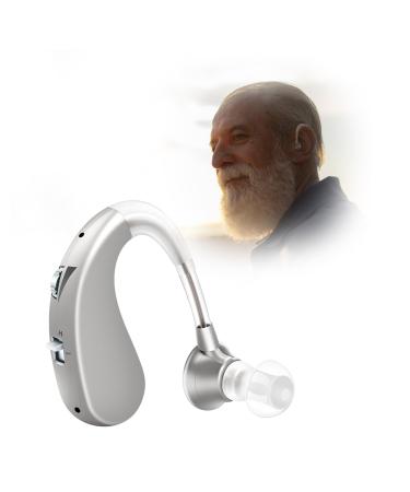Britzgo Hearing Amplifier Smooth Curves Designed (Single) Voice Enhancer Rechargable Silver