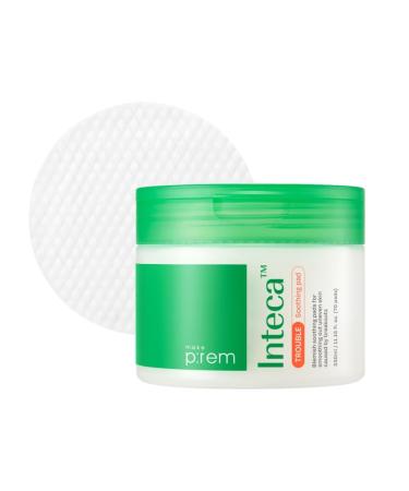 MAKE P:REM INTECA Trouble Soothing Pads Dual-Texture Jumbo Pad for Exfoliating Blackheads and Sebum Care for Sensitive Skin Korean Skin Care 11.15 Fl Oz 330ml (70 Pads)