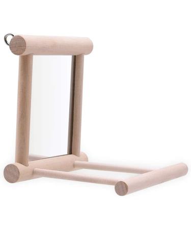 HANZE Bird Mirror and Swing Set for Parrots - Wooden Toy for Macaws, Lovebirds, Cockatiels - 2 Pack - Buy Online on GoSupps.com
