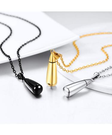 Personalized Prosteel Urn Chain Necklace - Memorial Ash Pendant with Cross Maria & Life Tree - 18K Gilded Stainless Steel - 55cm/50cm Chain - Buy Online on GoSupps.com