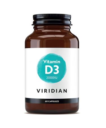 Viridian - Vitamin D3 2000iu - 60 Caps | Contributes to Normal Bones Teeth Muscle Function & Immunity | Vegan Form of Vitamin D | High Strength Dosage | Nutritionist Formulated