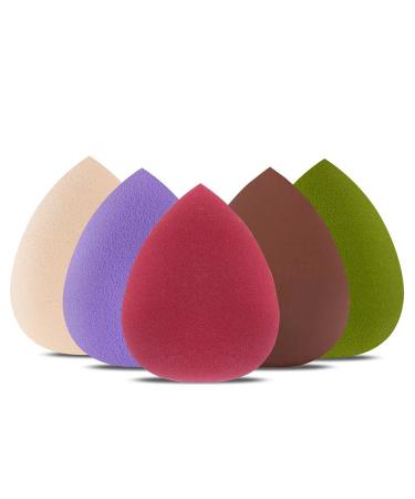 BABA Luxury Beauty Sponge Makeup Blender Non-allergenic Foundation Blending Sponge Flawless for Liquid Cream Powder Multi-colored Set of 5