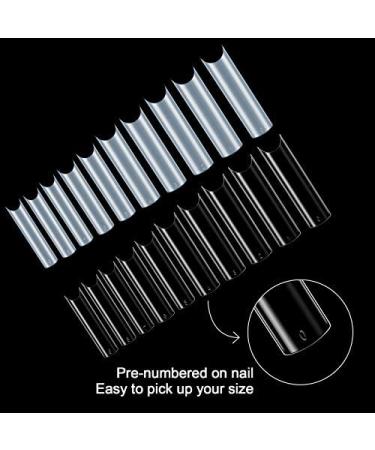 1000 Pieces Extra Long C Curve Half Cover Clear Acrylic Nail Tips - Perfect for DIY & Salon Use | Depth C/U Curved Straight & Square French Nail Forms - Buy Online on GoSupps.com