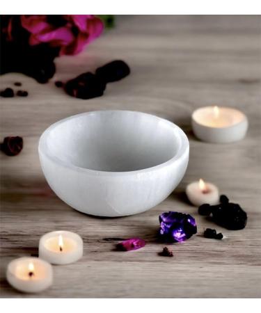 Selenite Cleansing Bowl 8cm - Spiritual Energy Healing Tool for Reiki, Angels, and Meditation - Handmade White Natural Crystal Storage and Decoration Piece - Buy Online on GoSupps.com