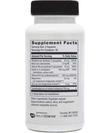 Neuroscience Methyl FMT - l Methylfolate Health Supplements with Folate B-Vitamins Magnesium and Zinc - Balances Mood Energy Stress Relief and Adrenal Support (60 ct) - Buy Online on GoSupps.com