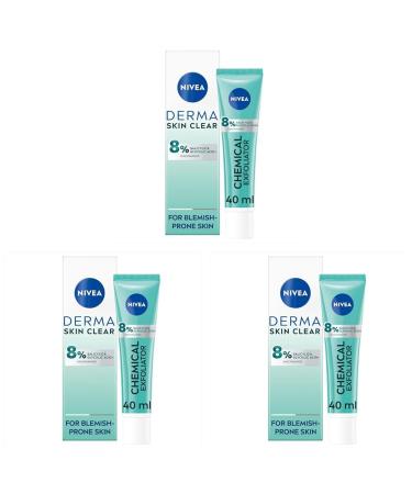 NIVEA Derma Skin Clear Chemical Exfoliator (40ml) Liquid Exfoliator Made with Salicylic Acid Glycolic Acid and Niacinamide to Visibly Reduce and Prevent Blemishes For Blemish-Prone Skin