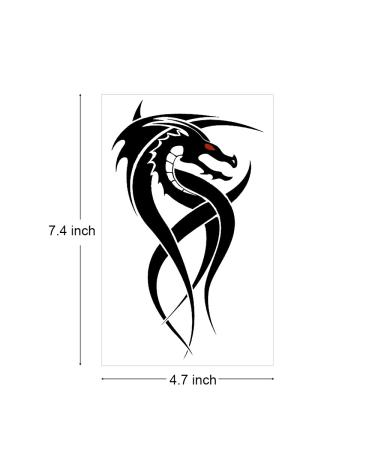 Large Dragon Temporary Tattoo Stickers - Set of 10 Sheets for Men, Women, and Teens - Realistic Black Tribal Totem Dragons - Body Art Sleeve Tattoos - Buy Online on GoSupps.com
