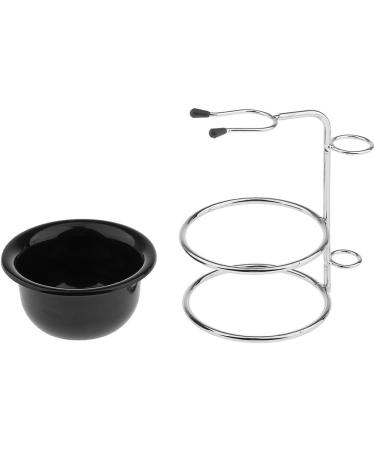Stainless Steel Shaving Brush Stand Holder & Acrylic Shaving Bowl Set - Buy Online on GoSupps.com