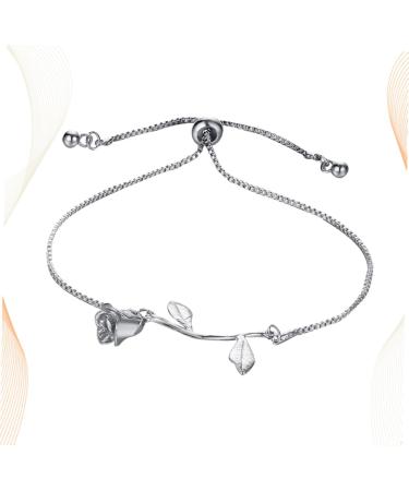 VALICLUD Stylish Women Hand Decoration Rose Womens Bracelets Fashion Bracelets for Women Beach Ankle Bracelet Silver Bangles Bracelet for Women Flower Stretch Bracelet Miss Vintage Gift 24*0.5cm Silver - Buy Online on GoSupps.com