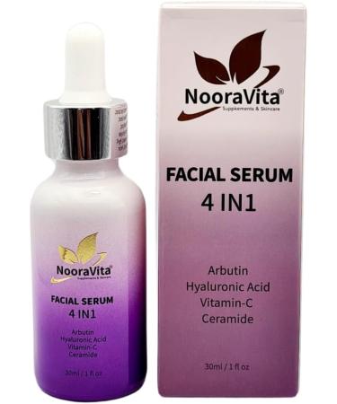 Facial Serum 4 in 1 (30ml) Arbutin Hyaluronic Acid Vitamin C Ceramide. Vegan and Halal Friendly by NooraVita. - Buy Online on GoSupps.com