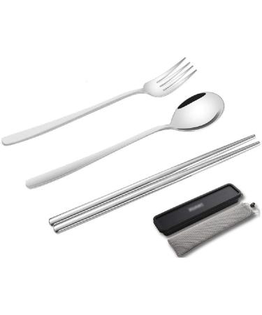 Stainless Steel Portable Tableware Fork Spoon Chopsticks Silver - Buy Online on GoSupps.com