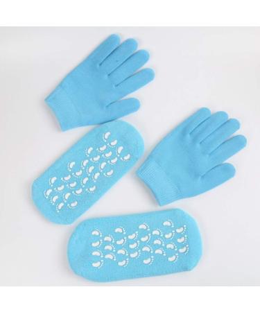 Minkissy Moisture Gloves & Sock Set | Gel Heel Socks & Spa Gloves for Dry Cracked Skin - Sky Blue - Buy Online on GoSupps.com