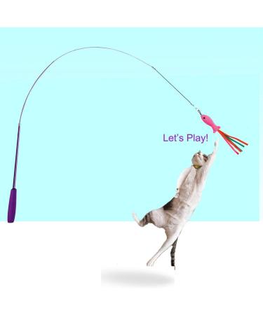 5Pcs Catnip Toy Set - Interactive Pink Fish & Feather Teaser for Kittens | Catnip Filled Plush Toys for Teething Chew Cat Wand Accessories - Buy Online on GoSupps.com