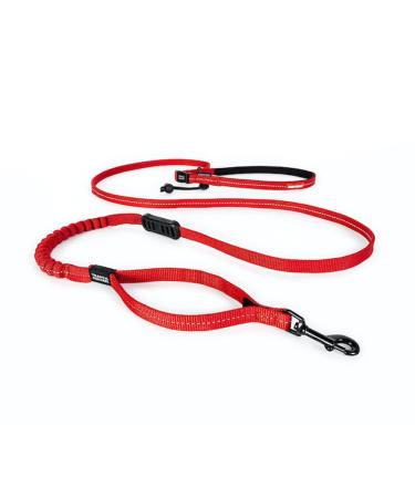 Ezydog jogging dog leash for small and medium -sized dogs - jogging leash runner lite 210cm - leash for jogging with dog reflective elastic with bungee jerk dampers (12mm red) 1.2 x 210cm red