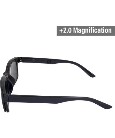 Global Vision Reading Glasses +2.0 Magnification | Gray Frame Clear Lens Polarized Clip-On Shades - Enhance Your Vision Worldwide - Buy Online on GoSupps.com