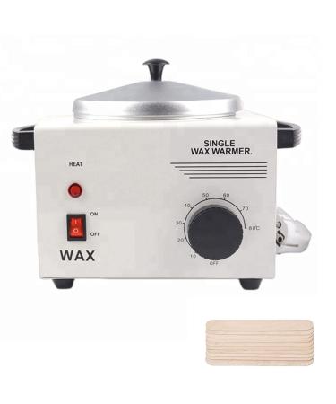 Single Pot Wax Warmer Professional Electric Wax Heater Machine Facial Skin SPA Equipment with Adjustable Temperature Set with Wood Craft Sticks(50 Pcs)