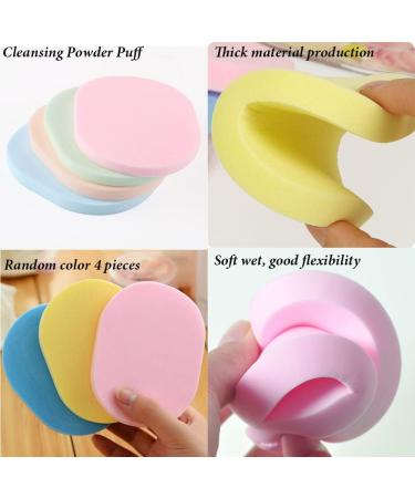 AKOAK 4 Pieces Color Facial Cleansing Sponge Set - Reusable Soft Powder Puff for Gentle Exfoliation Makeup Removal & Daily Cleansing - Buy Online on GoSupps.com