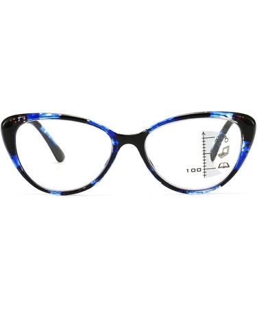 HAOXUAN Fashion Cat's Eye Reading Glasses - Progressive Multifocal & Anti Blue Light HD Lens for Women - Smart Zoom Diopters +1.00 to +3.00 Blue Color - Buy Online on GoSupps.com