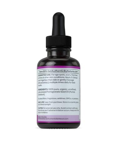 Organic Pomegranate Seed Oil - 100% Pure Cold Pressed Essential Oil for Skin and Hair. Unclog Pores, Remove Acne, Nourish Scalp. Natural Antioxidant Moisturizer for Men and Women - 1oz - Buy Online on GoSupps.com