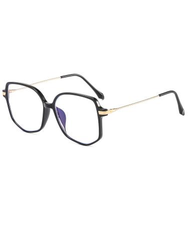 Suertree Blue Light Filter Distance Glasses Lightweight Nearsighted Glasses Fashion Myopia Glasses TR90 for Women Men Black -0.5x