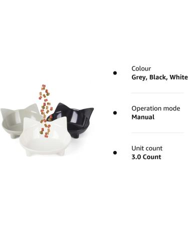 Cotill Cat Bowls Anti-slip Multi-purpose Cat Food Bowl Pet Water Bowl Cat Feeding Bowl Set of 3 - Grey/Black/White - Buy Online on GoSupps.com