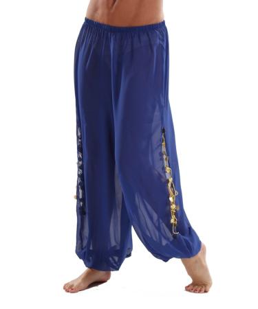 Bellydancer Chiffon Harem Pants with Side Slits | Maiden Dance One Size Royal/Gold
