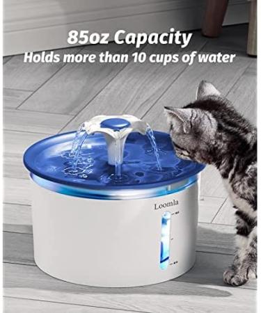 Loomla Cat Water Fountain 85oz/2.5L Indoor Automatic Dispenser with LED Lights & Filters, Navy Blue for Cats Dogs Pets - Buy Online on GoSupps.com