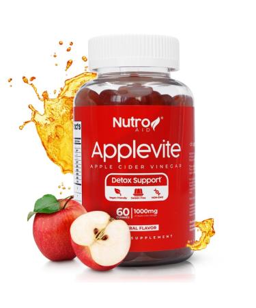 Apple Cider Vinegar Gummies - Applevite Cleaning Vinegar - Apple Cider Cleaning Vinegar for Home - Apple Vinegar with Beetroot & Pomegranate Taste - Vinegar for Cleaning Purpose - 60 Gummies 60 Count (Pack of 1)