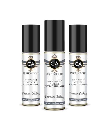 CA Perfume Impression of Fredarik M Vetiver Extraordinaire For Men Replica Fragrance Body Oil Dupes Alcohol-Free Essential Aromatherapy Sample Travel Size Long Lasting Attar Roll-On 0.3 Fl Oz-X3