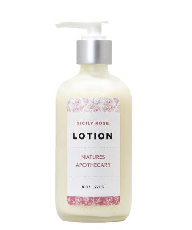 NATURE'S APOTHECARY Sicily Rose Lotion for Dry Skin | All-Natural Hypoallergenic Plant-Derived Moisturizer | Silky Hydration in Reusable Frosted Glass Bottle - Made in USA - Buy Online on GoSupps.com