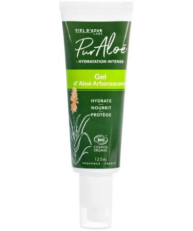 Ciel d'Azur Labs - Pur Alo Organic Gel - Native Aloe Arborescens - Intense Hydration Face & Body - Certified Organic Cosmos Organic - 99.5% Natural Origin - 125 ml Tube