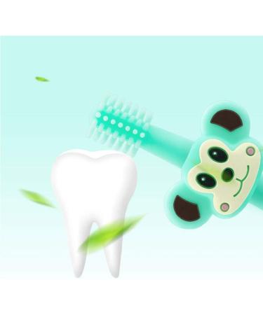 Zumaha 360 Cartoon Silicone Toddler Toothbrush - Portable & Eco-Friendly for Ages 1-3 - Clean Green & Pink - Buy Online on GoSupps.com