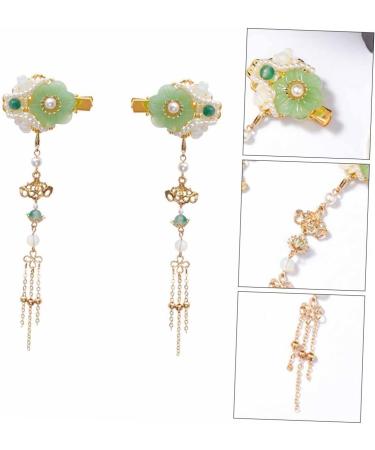 Beaupretty 2 Pairs tassel hair clip Flower Hair Clip hair barrettes for women Chinese Style Hair Clips Bridal Hair Clips decorative chopsticks womens accessories antique jade bride pearl - Buy Online on GoSupps.com