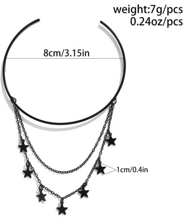 Stars Pendant Layered Tassels Armlet - Stylish Open Cuff Upper Arm Jewelry for Women | Black Stars Party Accessory - Buy Online on GoSupps.com