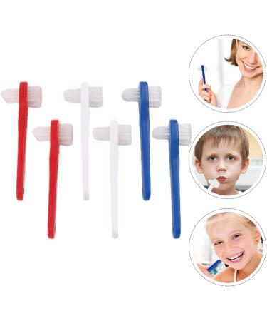 COHEALI 6Pcs Denture Brush Dual Head Toothbrushes - Hard Denture Cleaning Tool for False Teeth, Blue/Red/White - Buy Online on GoSupps.com