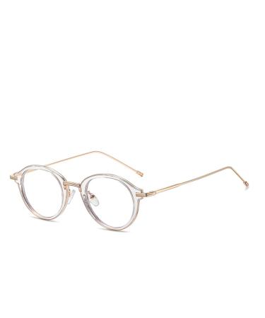 SERONI Ultra-Light Round Tr90 Frame Blue Light Blocking Glasses for Women Men Anti UV Ray Computer Reading Glasses Glod-clear 46 Millimeters