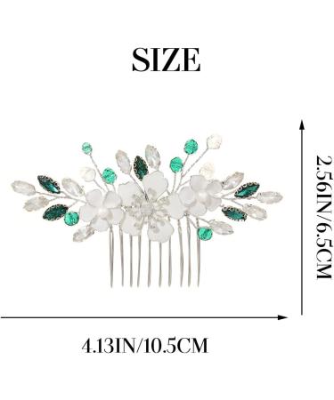 IYOU Flower Bridal Hair Comb Green Crystal Hair Accessories Rhinestone Wedding Sides Combs Bride Bridesmaid Hair Piece Headpiece for Women - Buy Online on GoSupps.com