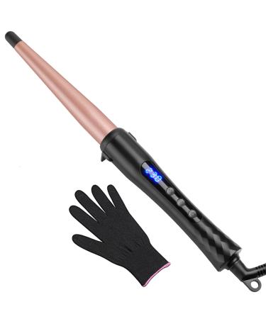 Curling Wand Ewopas Professional Ceramic Tapered Curling Iron 1-1/2 inch  LCD Display Wand Curler with Adjustable Temperature(190 to 450 F) for All Hair Type