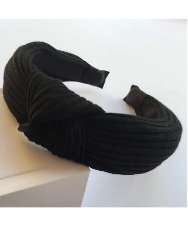 Knotted Headbands For Women Wide Plain Turban Headband Fashion Cross Knot Hair Bands With Solid Colors (Black) - Buy Online on GoSupps.com