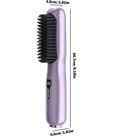 Hair Straightening Brush - USB Rechargeable & Anti-Scald Hot Brush for Silky Hair | 1 Step Heated Styling Comb for All Hair Types - Purple - Buy Online on GoSupps.com