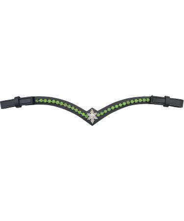 Leone Equipment Browband Horse Glitter Gift Box | Full/Warmblood | Green Stones & Black Leather - International Shipping Available - Buy Online on GoSupps.com