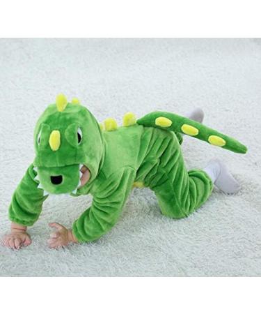 Alltops Baby Toddler Cartoon Dinosaur Jumpsuit Romper | Flannel Animal Pajamas Onesie | Green Dinosaur 18-24 Months - Buy Online on GoSupps.com