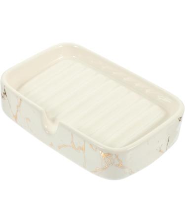 Amosfun 2pcs Draining Soap Dish Sponge Dish Hidden Valance Clips Soap Holder Self Draining Bar Soap Dish Self Draining Soap Holder for Bath Soap Stand Sponge Holder Marbling Ceramics White - Buy Online on GoSupps.com