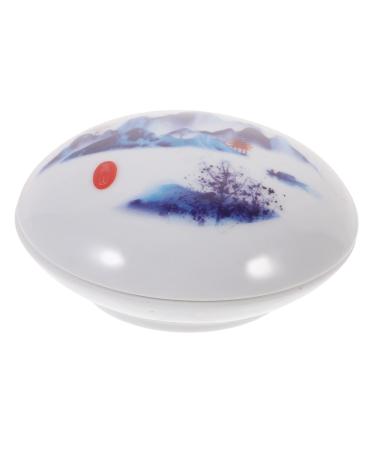 Didiseaon Ink Pad Box Red Paste Ink Ceramics to Paint Craft Ink Pad Travel Jars for Creams Ceramics Cosmetic Containers Travel Containers for Creams White Seal Powder Bottle